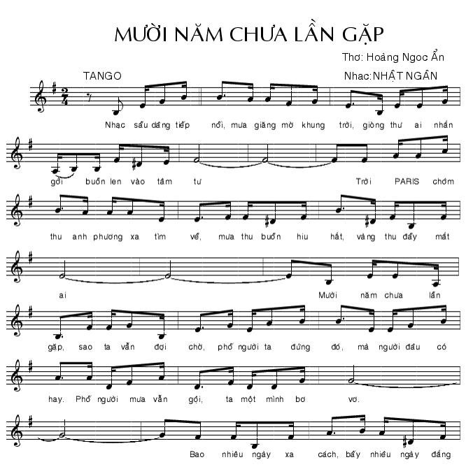 Sheet nhạc Mười Năm Chưa Lần Gặp